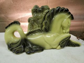 Very Rare Jarra J Ceramics Green Seahorse Tv Lamp (c233)