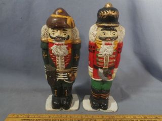 2 Antique/vintage Cast Iron Nutcracker Toy Solider Holiday Christmas Door Stops