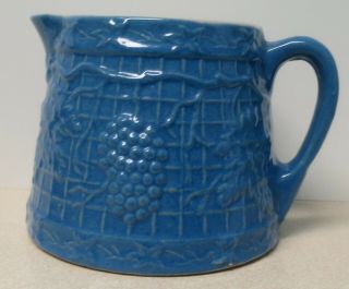 Antique,  Blue,  Salt Glaze Stoneware Pitcher Vgc - C.  1920