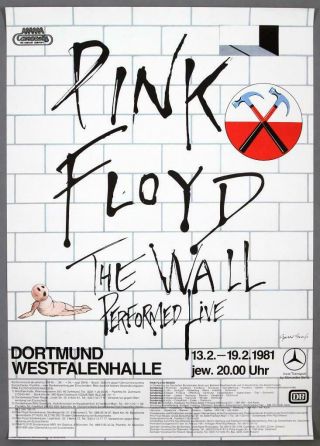 Pink Floyd - Mega Rare Vintage Dortmund 1981 " The Wall " Concert Poster