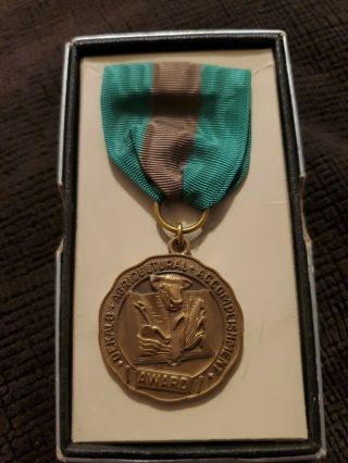 Rare Vintage Dekalb Agricultural Accomplishment Award Medal Ribbon Josten