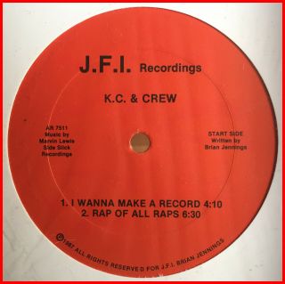 Detroit Electro Rap 12 " K.  C.  & Crew - 3 - Track Ep J.  F.  I.  - Mega Rare 