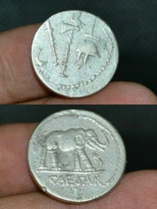 Rare Ancient Silver Roman Empire Coins Denarius - Julius Caesar 49 Bc - 48 Bc