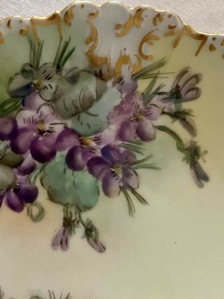 Antique LIMOGE FRANCE Hand Painted Gold Violets Plate 7” 3