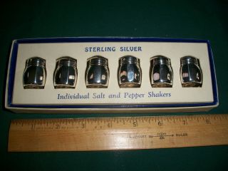Set Of 6 Sterling Silver Individual Salt And Pepper Shakers – Vintage