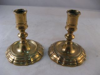 Pr.  18th.  C.  Brass Candlesticks Rare Shape And Size