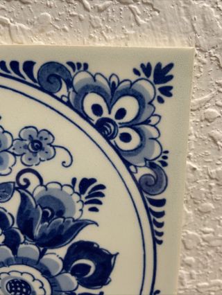Vintage Delft Holland Handmade P.  S.  Ceramic Tiles - Flower Vase 3