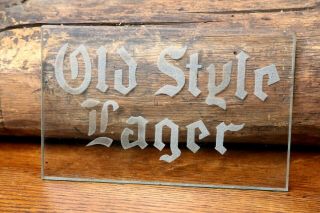 Rare Heilmans Old Style Lager Beer Sign 1930s - 1940s Reverse Painted Glass Smaltz