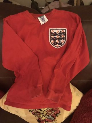 Vintage England 1966 World Cup Red Football Shirt Age 9 - 10 Home Retro No.  6 Rare