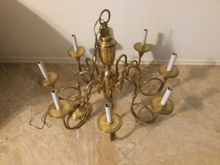 Vintage Antique Solid Brass Made In Spain Candle Chandelier Lighting Lamp Rare
