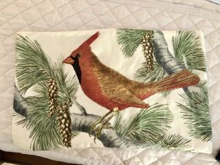 Pottery Barn Rare Cardinal Embroidered Lumbar Pillow