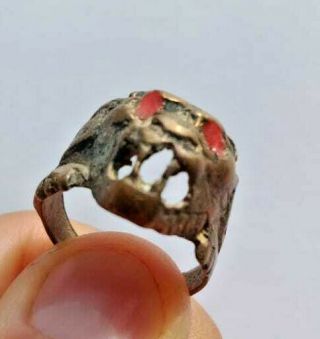 Ancient Roman Bronze Ring Lion Head Ring Rare Artifact Authentic