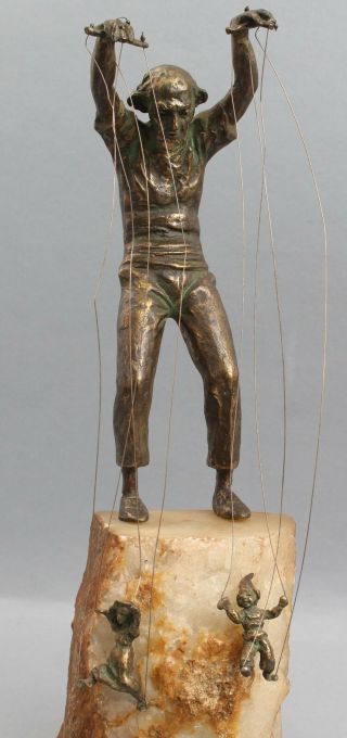 RARE 1960s CURTIS JERE Art Modern Bronze Puppeteer Puppet Sculpture NR 2