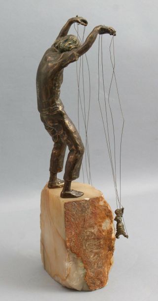 RARE 1960s CURTIS JERE Art Modern Bronze Puppeteer Puppet Sculpture NR 5