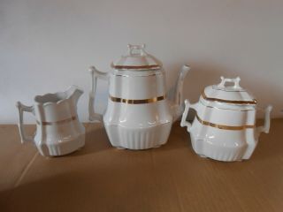 Antique Johnson Bros Royal Ironstone China Tea Set Teapot Cream Sugar English