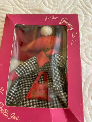 Vintage Vogue Ginny White And Black Checked Coat Red Trim Hat Purse