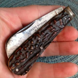 Rare Vintage Joseph Rodgers Sheffield England Stag Hawkbill Pruner Pocket Knife