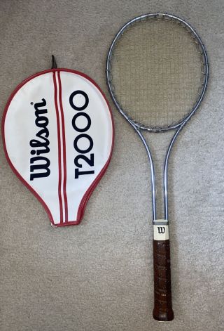 Vintage Wilson T2000 Tennis Racquet 4 1/2 " Grip W/ Cover Rare Made In Usa