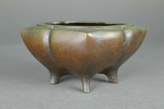 Fine Antique Chinese Cast Bronze Small Footed Incense Censer Burner