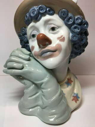 LLADRO | “Melancholy”| Clown Head Bust with Daisy Hat,  Rare Collectable,  Retired 2