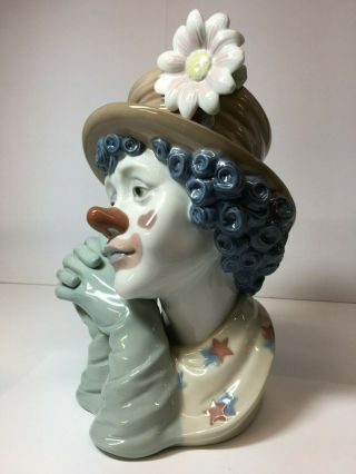 LLADRO | “Melancholy”| Clown Head Bust with Daisy Hat,  Rare Collectable,  Retired 3