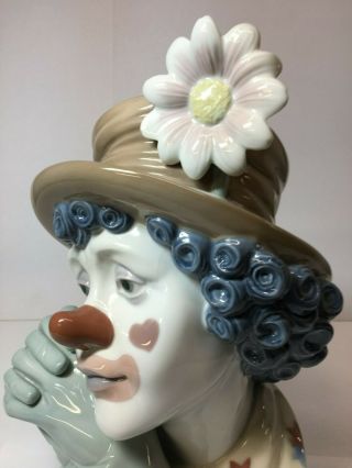 LLADRO | “Melancholy”| Clown Head Bust with Daisy Hat,  Rare Collectable,  Retired 4