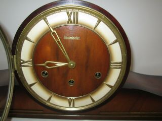 German Westminster Quarter Hour Westminster Chime Mantle Clock Big 8 - day Rare 3
