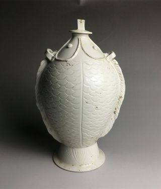 Rare Chinese Porcelain Ding Kiln White Glaze Fish Shape Vase