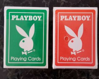 Vintage Playboy Playing Cards Green & Orange Deck US Playing Card Co Rare 3