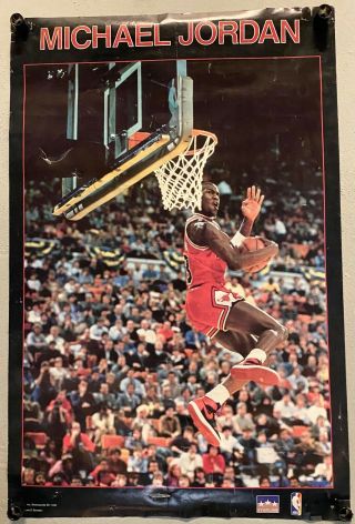 Vintage Michael Jordan 34 " X 22 " Dunking Poster,  Starline 1987 Rare