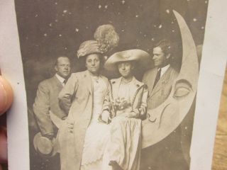 antique PAPER MOON real photo postcard UNPOSTED INTERESTING GROUP IMAGE 2
