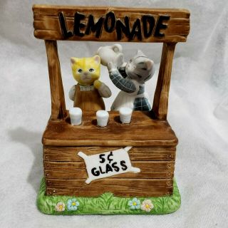 Vtg Rare Schmid Kitty Cucumber Lemonade Stand Music Box Boys And Girls Song