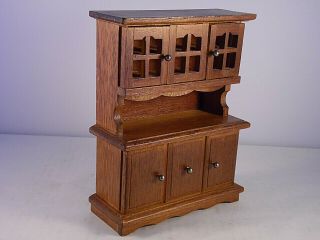 Vintage Dollhouse Miniature Wood Dining Room Buffet / Hutch 1:12 Scale