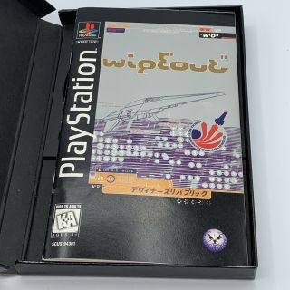 Playstation 1 WipeOut Disc & Instruction Booklet Black Label Long Box Rare OOP 3