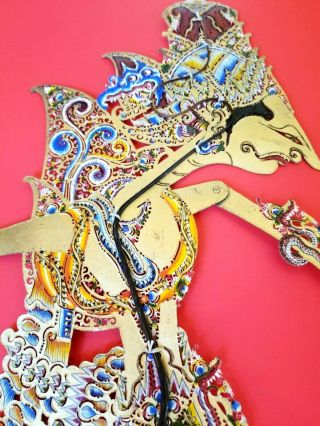 Antique Wayang Kulit Large Shadow Puppet Theater Horn Handle Indonesia 27 "