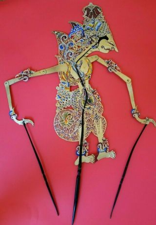 Antique Wayang Kulit Large Shadow Puppet Theater Horn Handle Indonesia 27 
