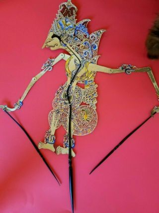 Antique Wayang Kulit Large Shadow Puppet Theater Horn Handle Indonesia 27 