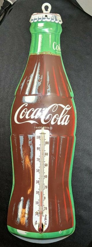 Vintage Authentic Coca - Cola Bottle Thermometer Made In Usa Tru Temp A6 Rare