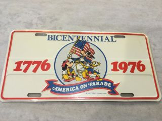 Rare Bicentennial Disney License Plate Still In Regular Package.  Never Opened.