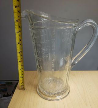 Antique Glass Measuring Cup Pitcher 1 Qt Eapg For Milk Cream Flour Sugar Coffee
