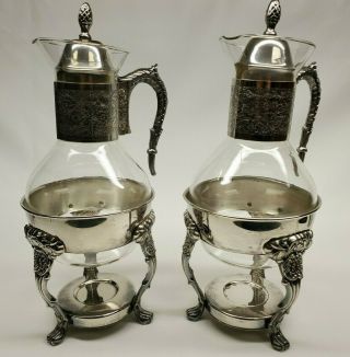 Antique Silver And Glass Coffee Carafe Set