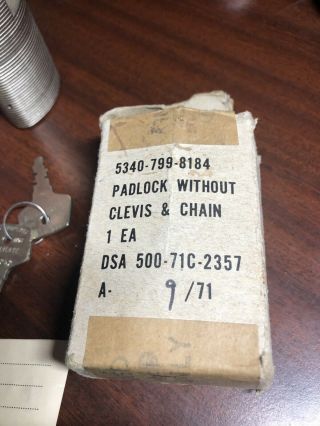 Vintage Military US Miracle Lock Div.  Mod SPL,  Papers,  Keys Padlock RARE 6