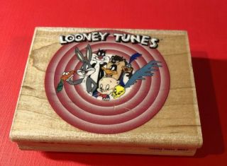 Looney Tunes Logo 003 - F Collectable Rare Mounted Rubber Stamp Htf Bugs Taz Daffy