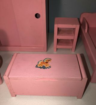 Vintage Ginny Vogue? Wooden Pink Furniture Bedroom Bed,  Closet,  Chair,  Toy Box 2