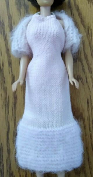 Gorgeous Vintage Barbie Clone 2 Pc Pink Knitted Halter Dress & Shrug Sweater Nm