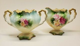 Antique R S Prussia Footed Creamer And Sugar Bowl Vintage
