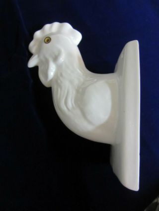Vintage Rare White Porcelain Chicken Head Wall Mount Towel Apron Hook 3