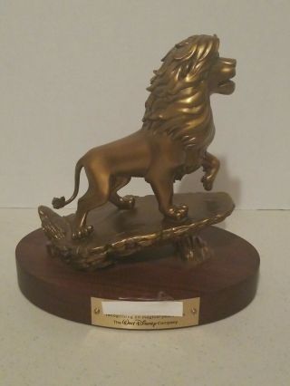 Disney Rare Simba 20 Years Of Service Cast Member Bronze Award Statue