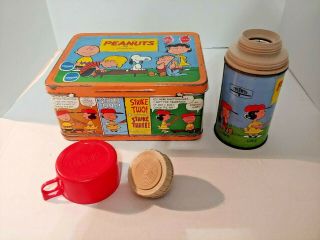 Rare Vintage 1959 Peanuts Lunch Box With Thermos W/ Snoopy Lucy Charlie Brown A1