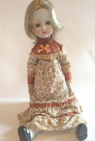 Walda Doll 18 Inch Bisque Porcelain Painted Face Blonde Vintage Collector Toy
